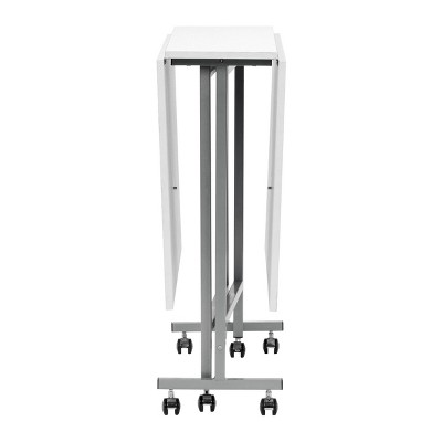 Sew Ready Silver White Folding Craft Table with Locking Wheels