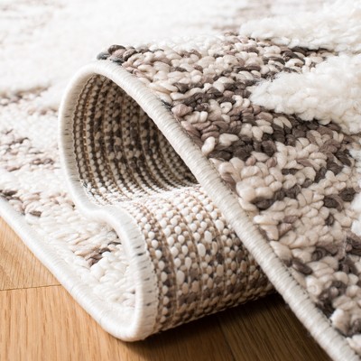 Ivory and Brown Diamond Shag Square Area Rug