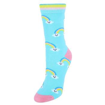 CTM Women's Soft Rainbow and Clouds Novelty Socks (1 Pair)