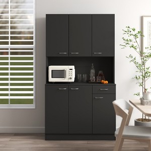 70.87" Tall Kitchen Hutch Cabinet, Pantry Storage Cabinet with 6-Doors, 1 Open Shelf and 1 Drawer - ModernLuxe - 1 of 4