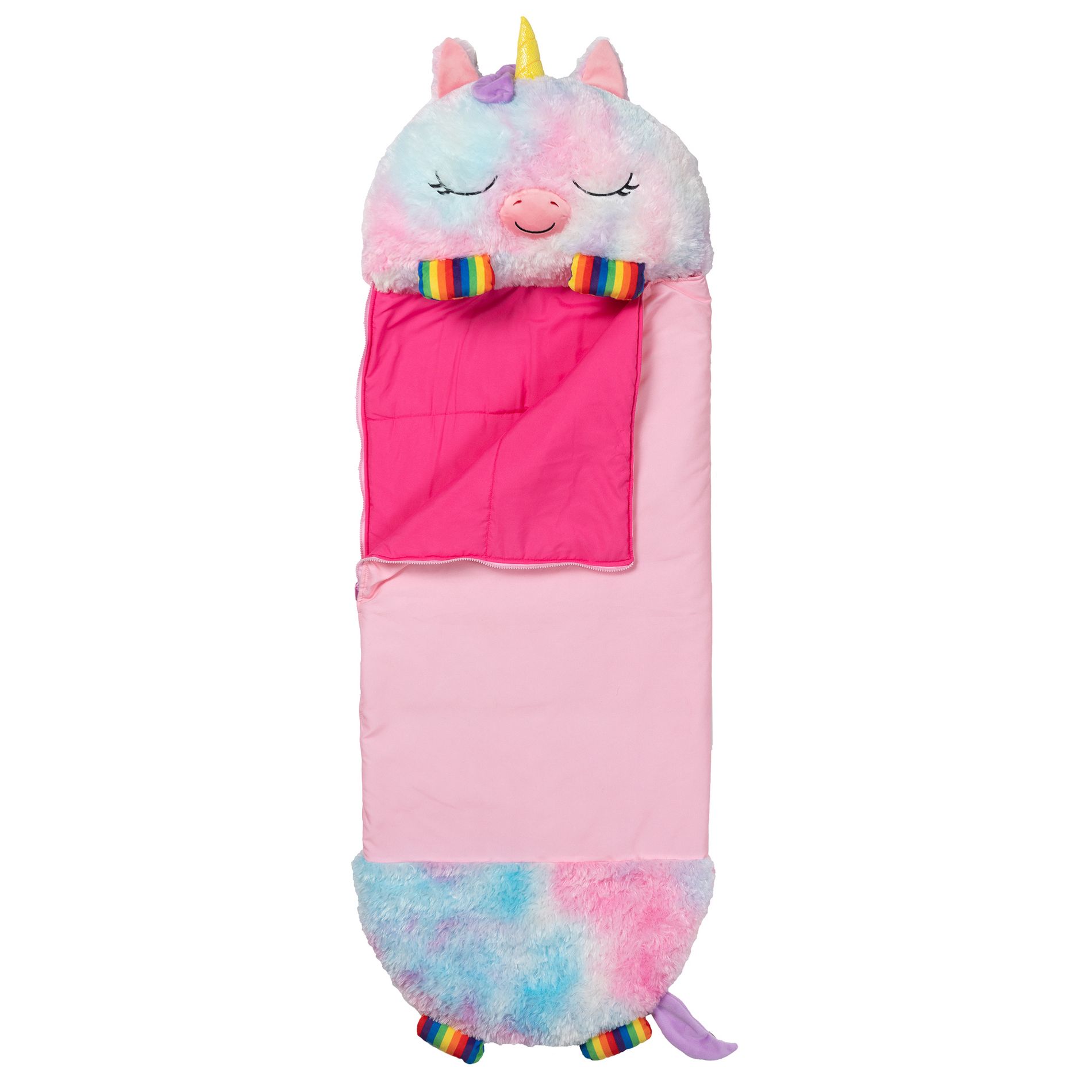 Happy Nappers: Pillow & Sleepy Sack: Large - Rainbow Unicorn - 7+