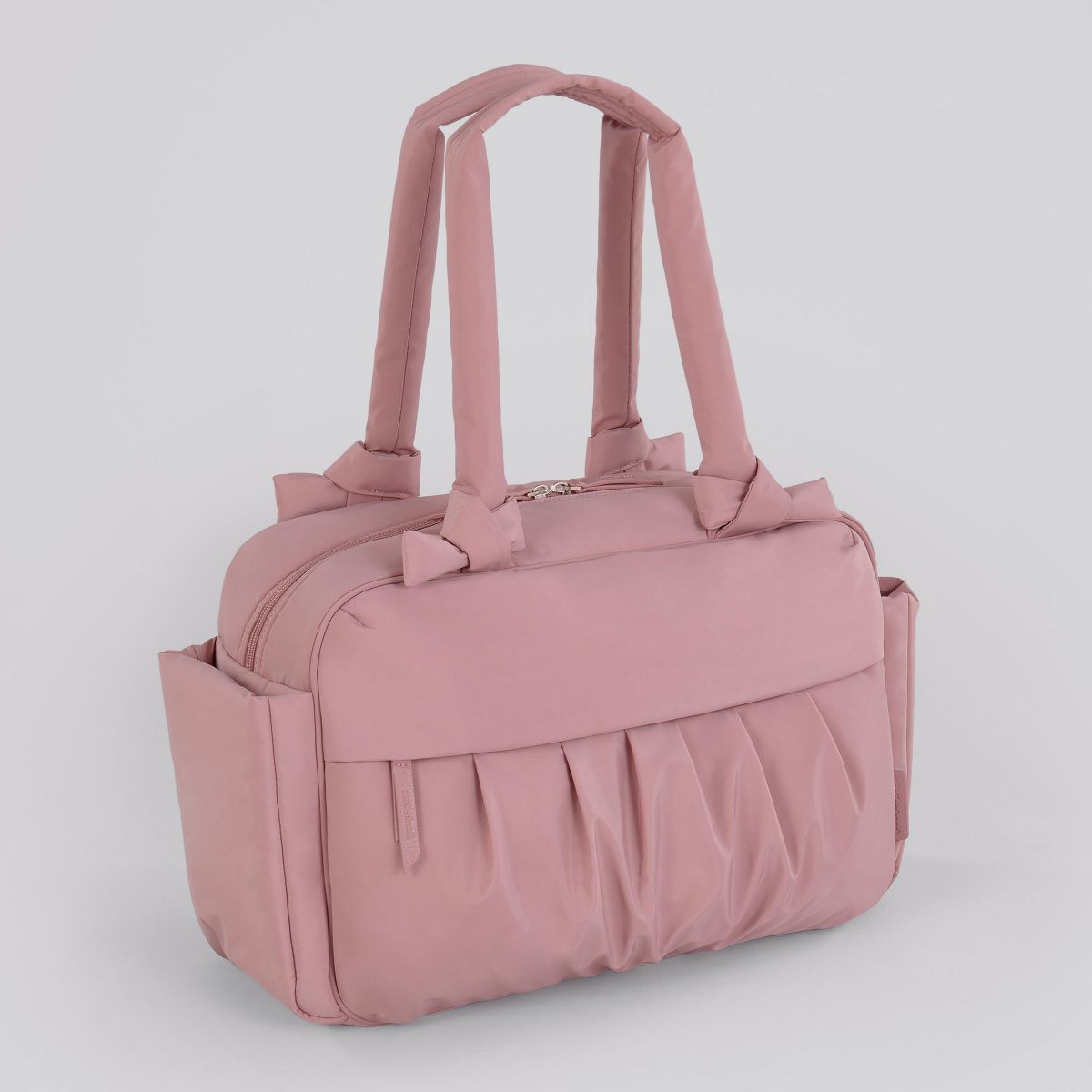 Motherhood Knotted Bows Duffle Diaper Bag, Dusty Rose - thumbnail 2