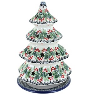 Blue Rose Polish Pottery 602 Ceramika Artystyczna Large Christmas Tree Luminary - 1 of 2