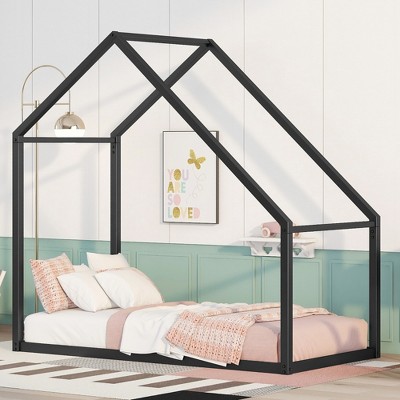 ALEXOUN Twin Size House Bed,Metal Bed Frame Without Floor Height Platform Bed for Kids,Teens,Adults for Bedroom,Apartment,