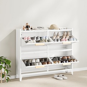 Mlezan Shoe Cabinet: 4 Flip Drawers,Adjustable Shelf,Metal Bracket.Freestanding Organizer for Entryway or Hallway, For Shoe Storage and Organization. - 1 of 4
