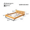 1 Piece Platform Bed Frame, Pine Wood and Black Iron, Slatted Headboard, No Mattress Included - Baofuwish - 4 of 4