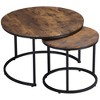 HOMCOM Round Nesting Tables Set of 2, Stacking Coffee Table Set with Metal Frame for Living Room, Rustic Brown - 4 of 4