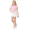 Girls Sleeveless Plaid Button Down Shirt Summer Crop Tops Tie Knot Ruffle Sleeve Shirt Blouse 3-12Y - 2 of 4