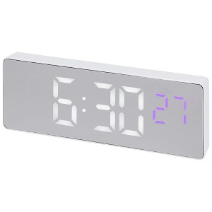 Unique Bargains Plastic Digital Corded Adjustable Accurate Dimmable Electric Alarm Clock 6.3 x 2.4 x 1 inch - 1 of 4