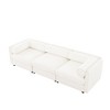 Elegant White Chenille  Sofa with Storage Seat, Cylindrical Backrest and Armrests - 3 of 4