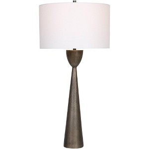 Uttermost Industrial Buffet Table Lamp 35 1/2" Tall Gray Aluminum Round Hardback Drum Shade for Bedroom Living Room Nightstand - 1 of 1