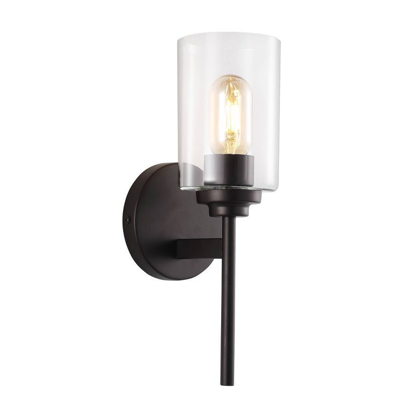 13&#34; LED 1-Light Juno Industrial Iron Cylinder Wall Sconce Oil Rubbed Bronze/Clear - JONATHAN Y, 1 of 7