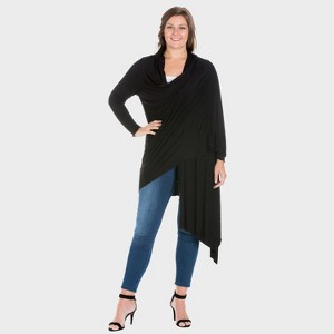 24seven Comfort Apparel Womens Plus Extra Long Open Front Plus Size Cardigan - 1 of 3