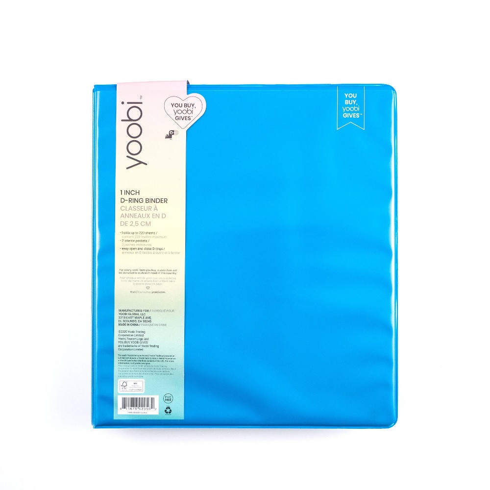 1" 275 Sheet Ring Binder Blue - Yoobi (2 pack)