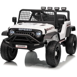 12V Kids Electric Ride-On Truck - Parent Remote Control, 3 Speed Settings, LED Lights & Music Player for Children Ages 3-6 Years - 1 of 4