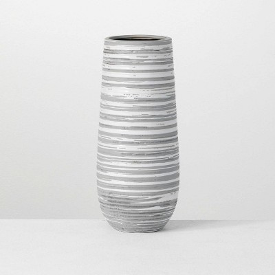 Sullivans Striped Ceramic Vase 12"H Gray