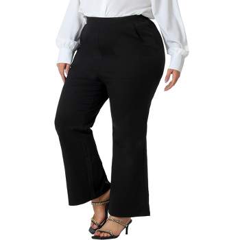 Agnes Orinda Women's Plus Size Bell Bottom Flare Leg Stretchy High Waist with Pockets Long Pants