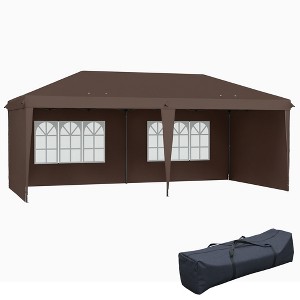 Outsunny 10' x 20' Heavy Duty Pop Up Canopy Party Tent with 4 Removable Sidewalls, Outdoor Cabana Gazebo with Carry Bag, Weather Protection - 1 of 4
