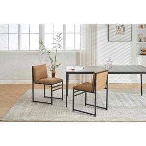 Racxily Coffee Modern Dining Chairs Set of 2 -Modern Dining Chairs:Linen Cushion/Backrest,Metal Base,Smooth Lines,Ideal for Office/Bar/Friends Chat - 1 of 4