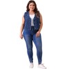 Agnes Orinda Women's Plus Size Sleeveless V Neck Button Down Casual Denim Vest - 3 of 4
