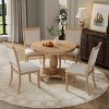 KTMBDW 5Pcs Retro Dining Set, Round Table with Pedestal Table Base and 4 Upholstered Chairs for Dining Room and Kitchen - 2 of 4