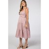 Pinkblush Mauve Bow Strap Tiered Maternity Midi Dress - 2 of 4