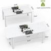 Maggift Patio End Tables Rectangular Outdoor Coffee Table，Modern Industrial Style，for Spaces Patio House Balcony，White，94.49"*35.43"*29.92" - 2 of 4