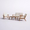 FIONECA 4-Seater Outdoor Acacia Wood Chat Set ¨C Loveseat, 2 Club Chairs & Coffee Table, Brown Patina + Cream Cushions - 2 of 4