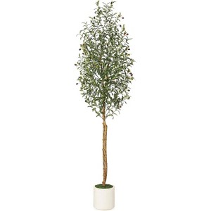 Artificial Olive Tree with Natural Wood Trunks & Planter, Perfect for Indoor Outdoor Decor - 1 of 4