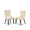 East West Furniture Dallas Parson Kitchen Chairs - Button Tufted Nailhead Trim Light Linen Fabric Padded Dining Chairs, Set of 2, Distressed Jacobean - 2 of 4