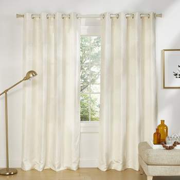 Exclusive Home Akola Medallion Linen Jacquard Grommet Top Curtain Panel Pair