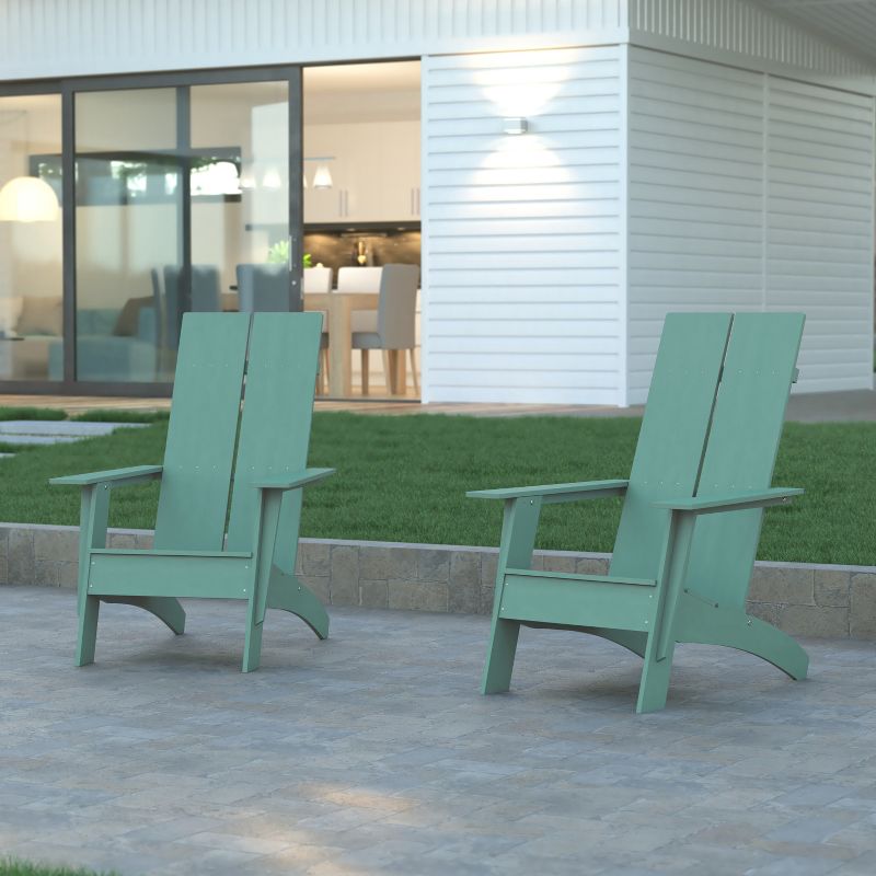 Emma and Oliver Set of 2 Modern Dual Slat Back Indoor/Outdoor Adirondack Style Chairs, 2 of 12