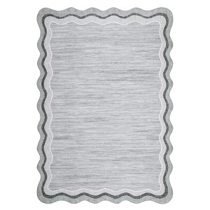 Modern Plain Area Rug Machine Washable Indoor Carpet Stain Resistant Low Pile Thin Throw Rug Non Slip Floor Cover for Living Room Bedroom Nursery - 1 of 4