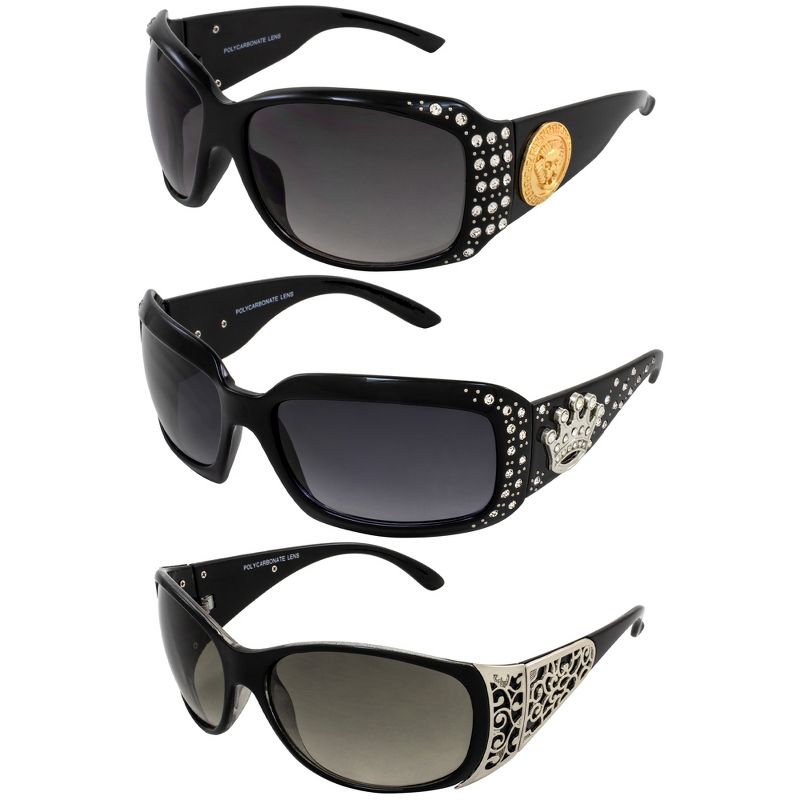 3 Pairs of Global Vision Eyewear Lioness Assortment Women's Fashion Sunglasses with Smoke, Smoke, Smoke Lenses, 1 of 7