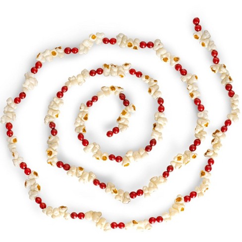 Ornativity Popcorn And Cranberry Wooden Garland – 9 Ft : Target