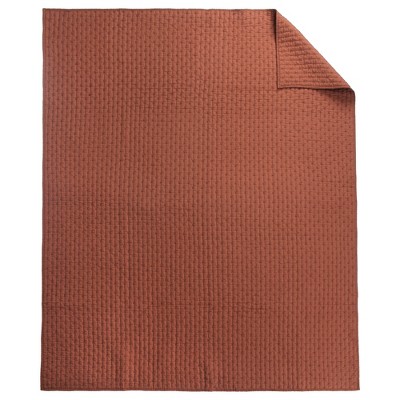 Rust Cross Stitch Quilted Cotton Reversible Throw