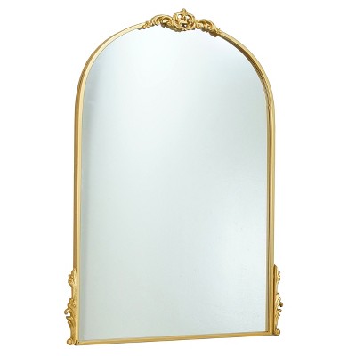 VIP Metal 32.75 in. Gold Arched Mirror