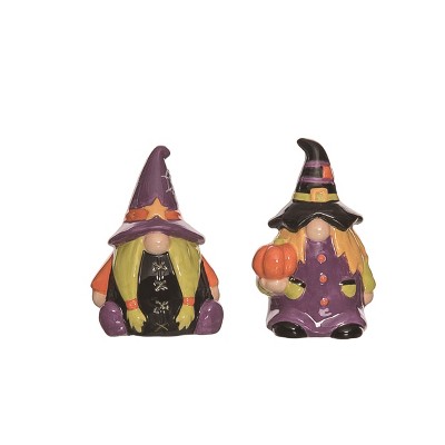 Transpac Dolomite 3.5 in. Multicolor Halloween Bat Ghost Salt and Pepper  Shakers Set of 2