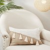 Saro Lifestyle Chic Poly Filled Pillow with Bohemian Flair, Beige, 16"x24" - 3 of 3