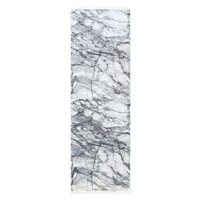 Gertmenian Florance Carrara Modern Marble Ivory Gray Indoor Viscose Acrylic Area Rug with Fringe, 9x13