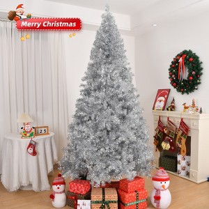 Angel Sar 6FT Silver Artificial Christmas Tree, Unlit Hinged Pine with 800 Tips, Metal Stand, for Home Holiday Decor - 1 of 4