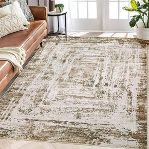 Modern Area Rugs Non Slip Abstract Indoor Carpet Washable Contemporary Accent Rugs Foldable Low Pile Distressed Floor Mat for Kitchen Bedroom Office - 1 of 4