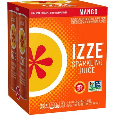 IZZE Sparkling Mango Flavored Juice Beverage - 8.4 fl oz Cans/4pk