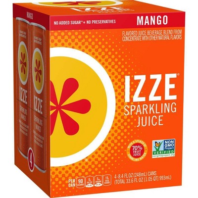 IZZE Sparkling Mango Flavored Juice Beverage - 8.4 fl oz Cans/4pk