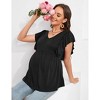 Womens Maternity Tops Shirts Ruffle Short Sleeve V Neck T Shirts Summer Casual High Waist Tops Pregnancy Tunic Blouse - 4 of 4