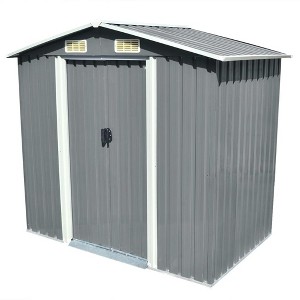 vidaXL Garden Shed Gray Galvanized Steel Large Garden Shed Rectangular - 1 of 4