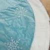 Old World Christmas Blue Embroidered Christmas Tree Skirt, Snowflakes with Faux Fur Trim, 48in - 2 of 3