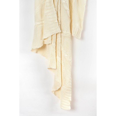 50"x60" Chunky Cable Knit Throw Blanket Cream - Rizzy Home