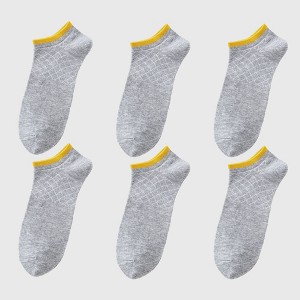 Anna-Kaci Men's No - Show Athletic Socks 6pk with Accents - Light Gray - 1 of 4