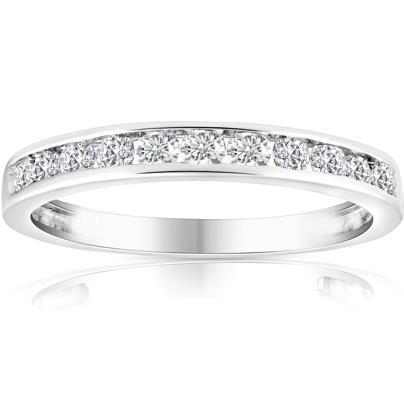 Pompeii3 1/2 Ct Diamond Channel Set Wedding Ring 10k White Gold, 1 of 6